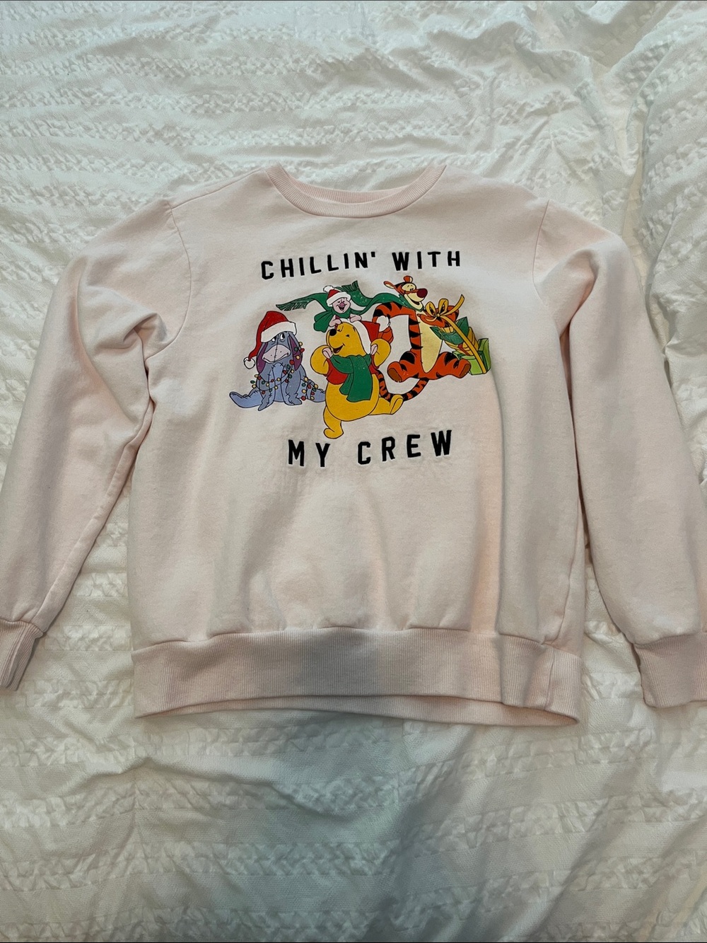 Disney Pink 'Chillin' With My Crew' Winnie the Pooh Holiday Sweatshirt